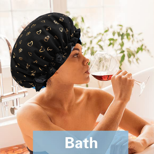 3 Pack Waterproof Double Layer Shower Caps For Women Other Shower & Bath Accessories