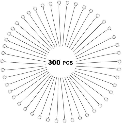 304 Stainless Steel Open Eye Pins For Jewelry Making 4Cm 300Pcs Silver Jewellery Cord & Wire
