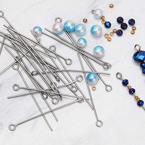 304 Stainless Steel Open Eye Pins For Jewelry Making 4Cm 300Pcs Silver Jewellery Cord & Wire