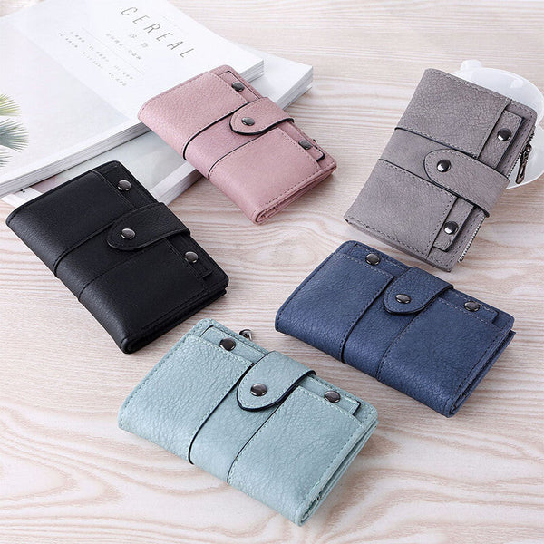 The New Trendy Foldable Small Wallet Women Leather Card Holder Pink Wallets