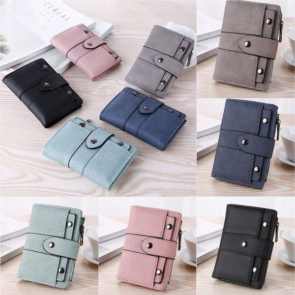 The New Trendy Foldable Small Wallet Women Leather Card Holder Pink Wallets
