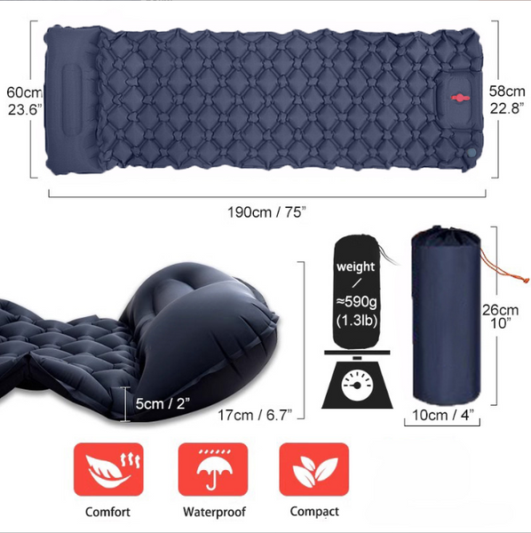 Self Inflating Camping Mattress Compact Olive Green Lightweight Thick Inflatable Compatible With Double Single Attachable Sleeping Mats