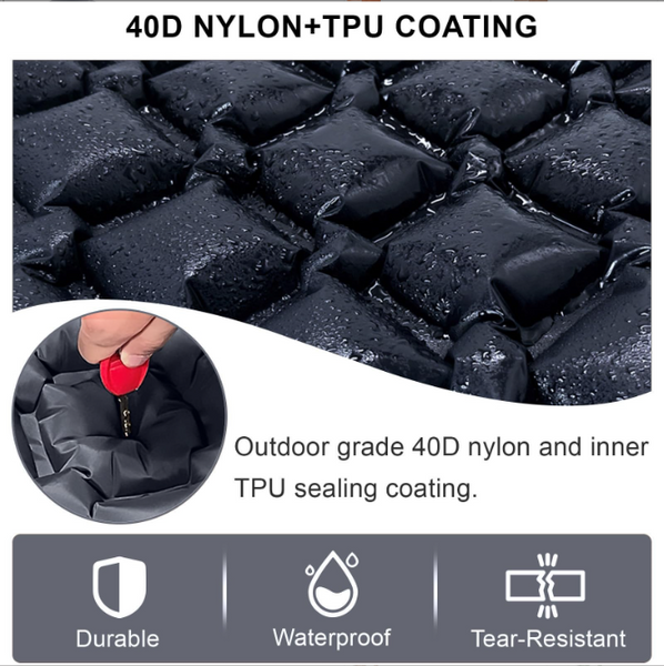 Self Inflating Camping Mattress Compact Olive Green Lightweight Thick Inflatable Compatible With Double Single Attachable Sleeping Mats