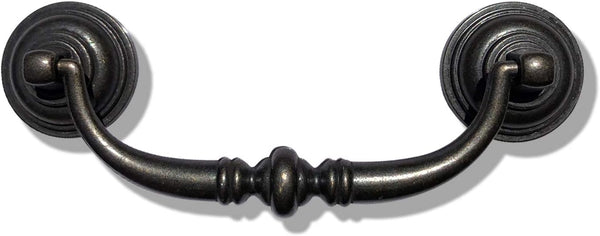 6 Pack Mood.Sc 3.5In Hole Center Shabby Chic Drawer Kitchen Cabinet Drop Bail Pulls Handles (89Mm/Antique Black) Cabinet Pulls
