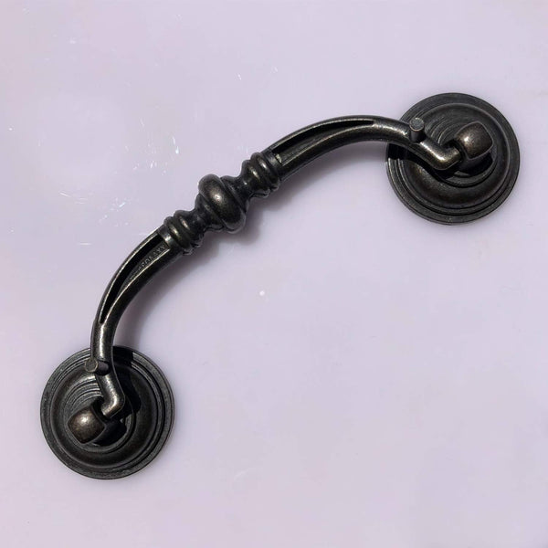 6 Pack Mood.Sc 3.5In Hole Center Shabby Chic Drawer Kitchen Cabinet Drop Bail Pulls Handles (89Mm/Antique Black) Cabinet Pulls