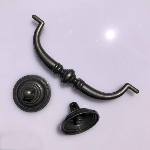 6 Pack Mood.Sc 3.5In Hole Center Shabby Chic Drawer Kitchen Cabinet Drop Bail Pulls Handles (89Mm/Antique Black) Cabinet Pulls