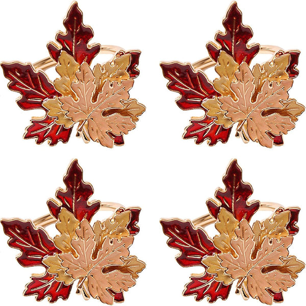 Set Of 4 Maple Leaf Napkin Rings Napkin Rings & Holders
