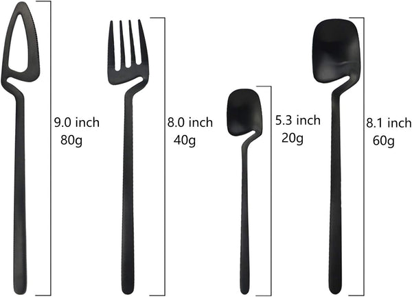 Jashii Flatware Set 32 Piece Silverware Matte Finished Cutlery Service For 8 Include Knife/Fork/Spoon/Coffee Dishwasher Safe (Black) Cutlery Sets