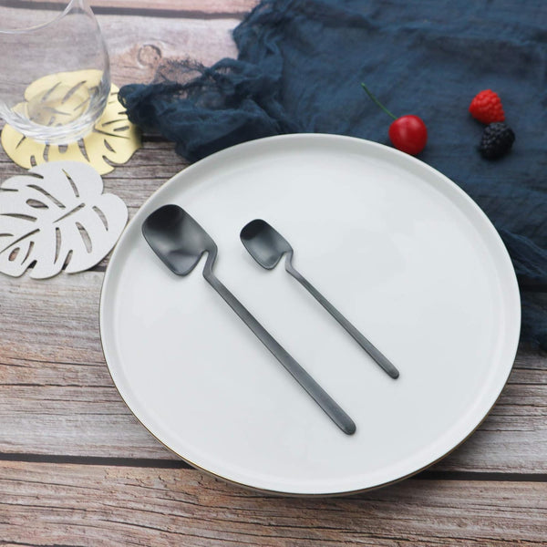 Jashii Flatware Set 32 Piece Silverware Matte Finished Cutlery Service For 8 Include Knife/Fork/Spoon/Coffee Dishwasher Safe (Black) Cutlery Sets
