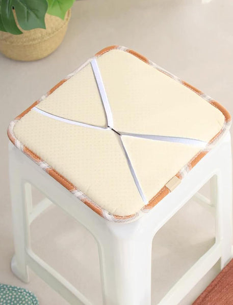 Set Of 2 White Square Bar Stool Seat Cushions With Ties 12X12 Inch Cushion Covers