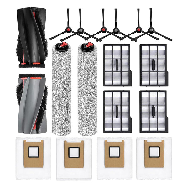 17 Pack Replacement Parts Kit For Eufy E25 Omni / E28 Robot Vacuum Set Main Brush Roller Mop 6 Side 4 Hepa Filter Dust Bag Vacuum Cleaner Parts