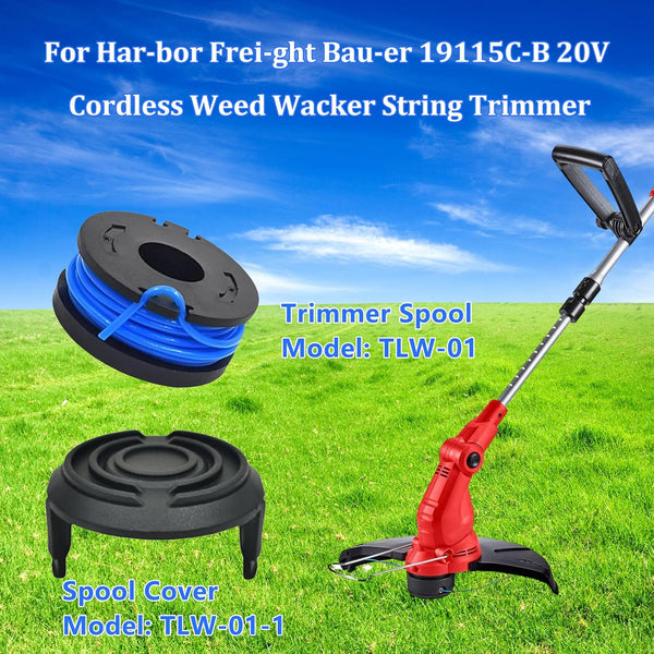 10 Pack String Trimmer Spool For Harbor Freight Bauer 19115C 20V Cordless 0.065" 10Ft Weed Eater Line (8 + Cap) String Trimmer Parts