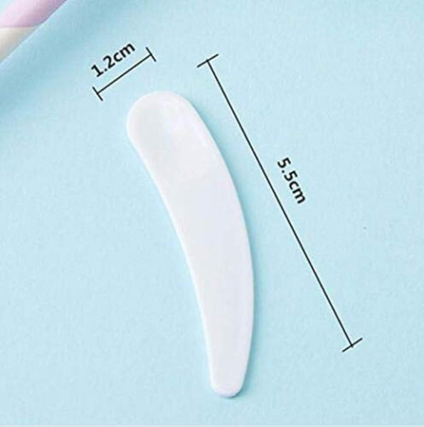 100Pcs Disposable Mini Curved Cosmetic Spatula Scoop Makeup Mask Plastic Spoonsmall For Mixing And Sampling. Other Makeup Tools & Accs.