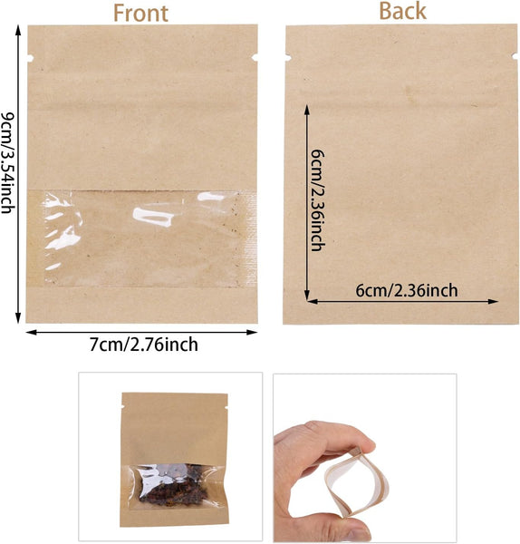 100Pcs 79Cm Sealable Kraft Paper Bags With Transparent Window 2.73.5 Inch Seed Coin Envelope For Flower Vegetable Food Seeds Storage Coffee Business S