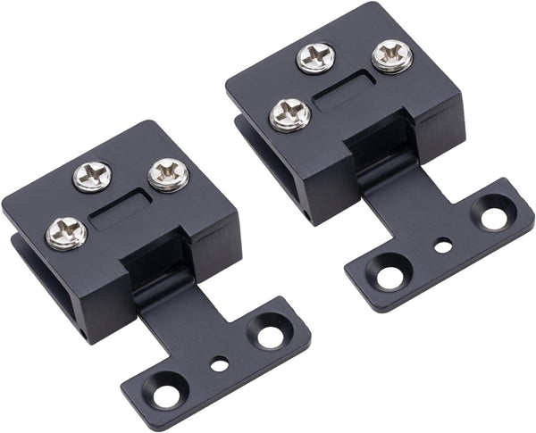 2 Pcs Black Zinc Alloy 90 Degree Frame Glass Cabinet Wine Frameless Clamp Tempered Glasses Door Hinges