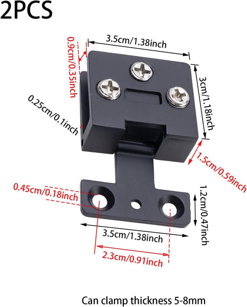 2 Pcs Black Zinc Alloy 90 Degree Frame Glass Cabinet Wine Frameless Clamp Tempered Glasses Door Hinges