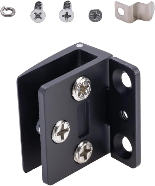 2 Pcs Black Zinc Alloy 90 Degree Frame Glass Cabinet Wine Frameless Clamp Tempered Glasses Door Hinges