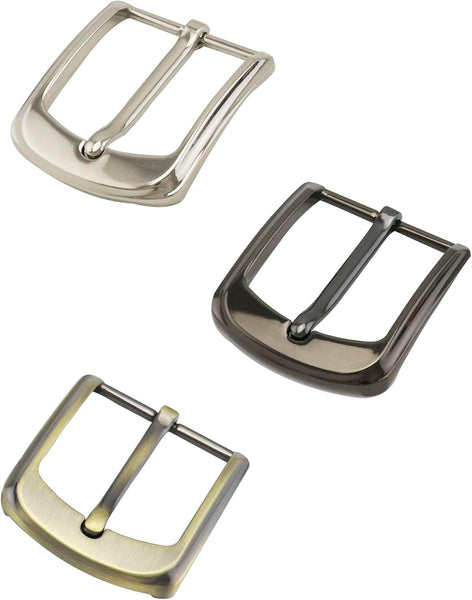 Classic Belt Buckles Set 3 Pack Metal 38 40 Mm (1.5" 1.6") Single Prong Square Replacement For Men Women (Silver Bronze Gray) Belts