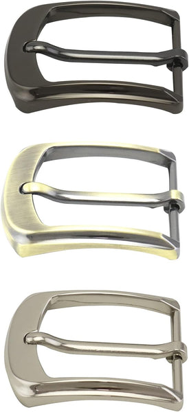Classic Belt Buckles Set 3 Pack Metal 38 40 Mm (1.5" 1.6") Single Prong Square Replacement For Men Women (Silver Bronze Gray) Belts