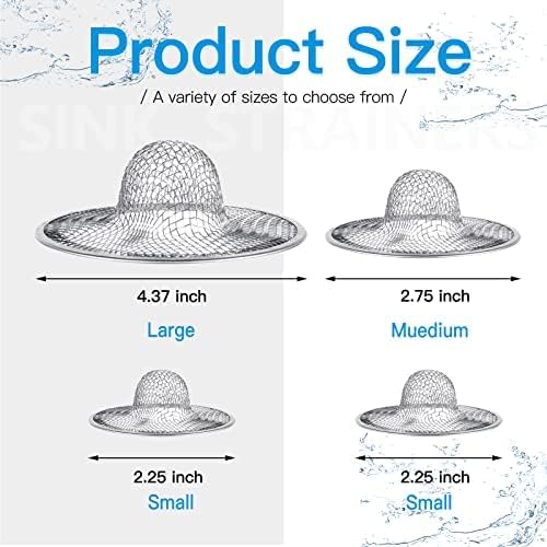 4Pcs Heavy Duty Stainless Steel Sink Strainersink Basket Set Fits Most 4.5'' Bathroom 2.75''Shower Drains Kitchen Sinks