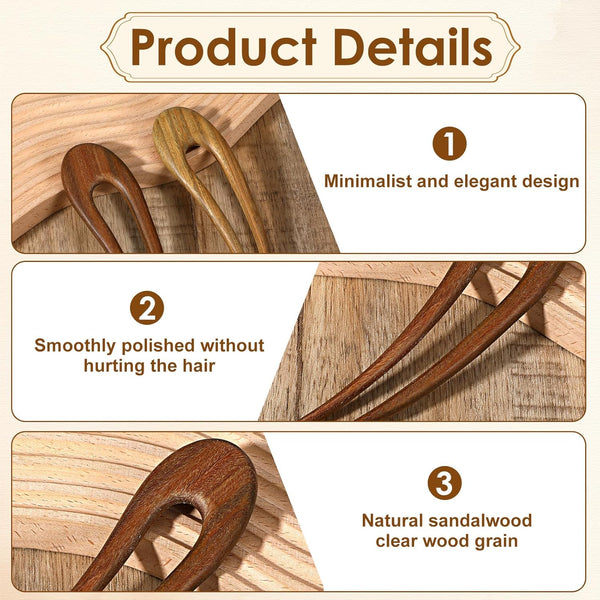 2 Pack Hair Fork French Pins Women Hairs Sticks U Shape Prong Updo Hairr Bun Clip Chignon Hair Accessories