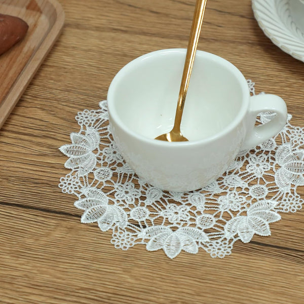 8 Pcs White Round Crochet Lace Doilies 6 Inch Vintage & Coasters Placemats