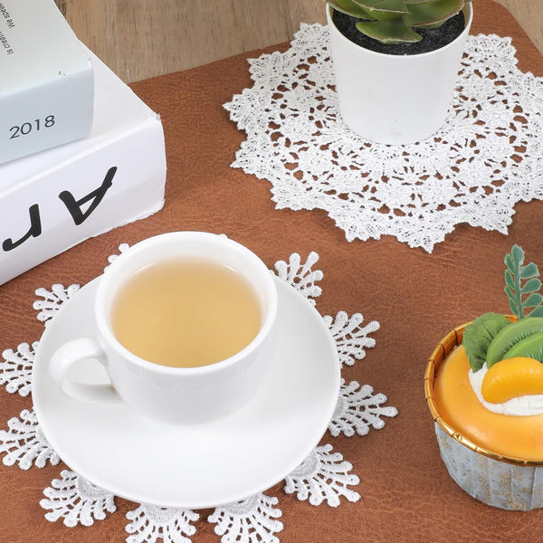 8 Pcs White Round Crochet Lace Doilies 6 Inch Vintage & Coasters Placemats