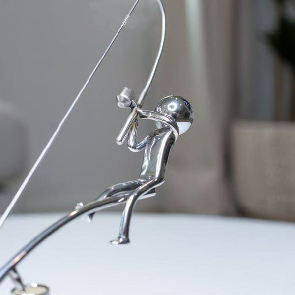 Kinetic Desk Art Balancing Fisherman Sculpture For Office Zen Home Decor And Gifts Sculptures & Figurines