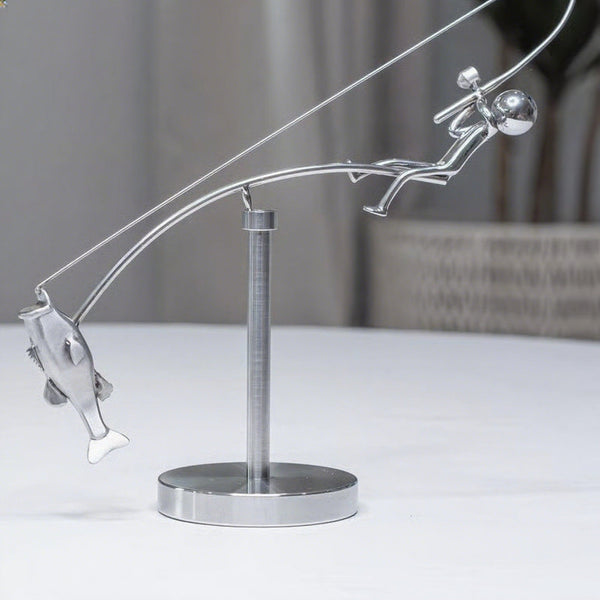 Kinetic Desk Art Balancing Fisherman Sculpture For Office Zen Home Decor And Gifts Sculptures & Figurines