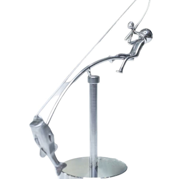 Kinetic Desk Art Balancing Fisherman Sculpture For Office Zen Home Decor And Gifts Sculptures & Figurines