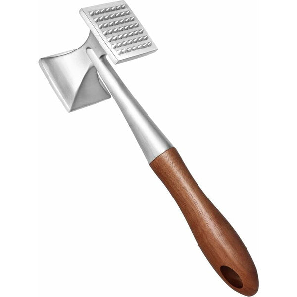 Heavy Duty Meat Mallet Tenderizer 26Cm With Wooden Handle Food Grade Zinc Alloy Meat Tenderizers
