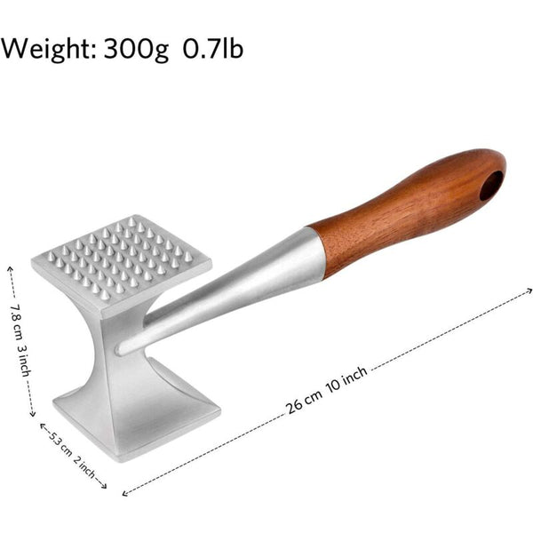 Heavy Duty Meat Mallet Tenderizer 26Cm With Wooden Handle Food Grade Zinc Alloy Meat Tenderizers