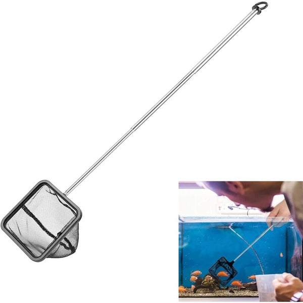 Aquarium Fishing Net Adjustable Telescopic Extendable Handle Mini Foldable For Tank Compatible With Multiple Brands 1 Pack Aquariums