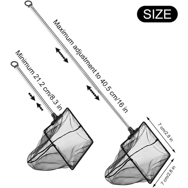 Aquarium Fishing Net Adjustable Telescopic Extendable Handle Mini Foldable For Tank Compatible With Multiple Brands 1 Pack Aquariums