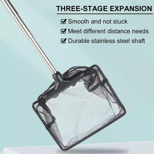 Aquarium Fishing Net Adjustable Telescopic Extendable Handle Mini Foldable For Tank Compatible With Multiple Brands 1 Pack Aquariums