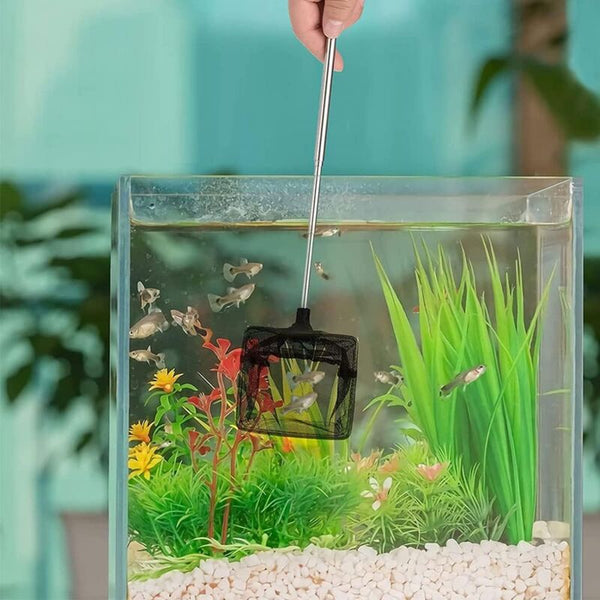 Aquarium Fishing Net Adjustable Telescopic Extendable Handle Mini Foldable For Tank Compatible With Multiple Brands 1 Pack Aquariums