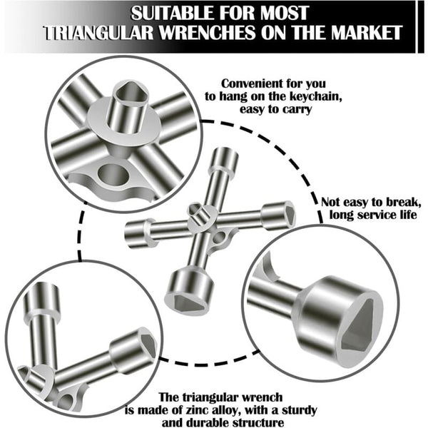 4 Way Triangle Wrench 5 Sizes Inner Diameter 7Mm/10Mm/12Mm/13Mm/18Mm Universal For Electrical Cabinets Gas Water Electricity Meters Wrench Sets