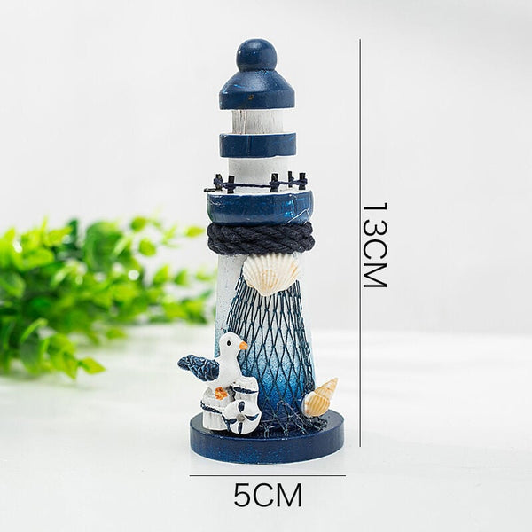 Mini Lighthouse Decor Nautical Ornament With Seabird 10Cm Marine Decoration In Mediterranean Style Seasonal Decorations