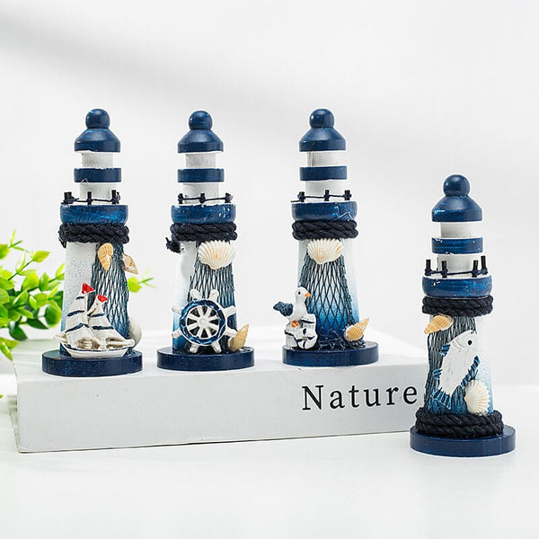 Mini Lighthouse Decor Nautical Ornament With Seabird 10Cm Marine Decoration In Mediterranean Style Seasonal Decorations