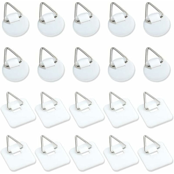 50 Pack 1" Invisible Adhesive Hangers For Plates Pictures Art White Hooks & Hangers