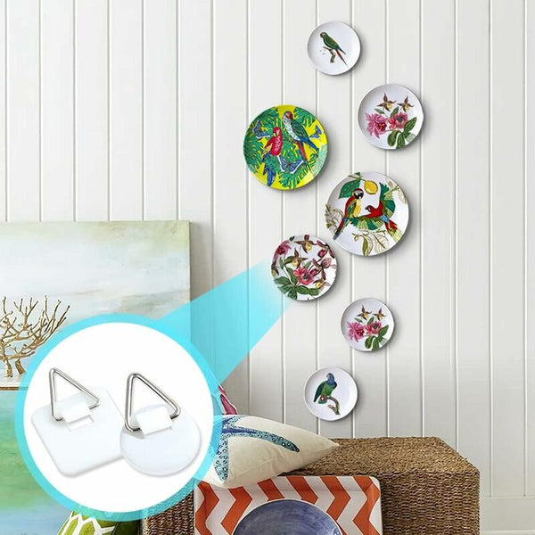 50 Pack 1" Invisible Adhesive Hangers For Plates Pictures Art White Hooks & Hangers