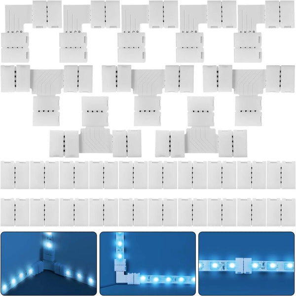 Rgb Led Strip Connector Kit 30Pcs 4 Pin 10Mm Solderless Smd 5050 20 Gapless 5L 5T Contacts Lighting Parts