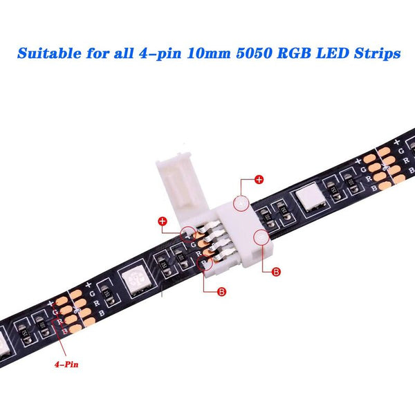 Rgb Led Strip Connector Kit 30Pcs 4 Pin 10Mm Solderless Smd 5050 20 Gapless 5L 5T Contacts Lighting Parts