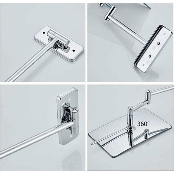 3X Magnifying Wall Mirror Foldable Extension 360 Degree Rotation Bathroom With Drilling Mirrors