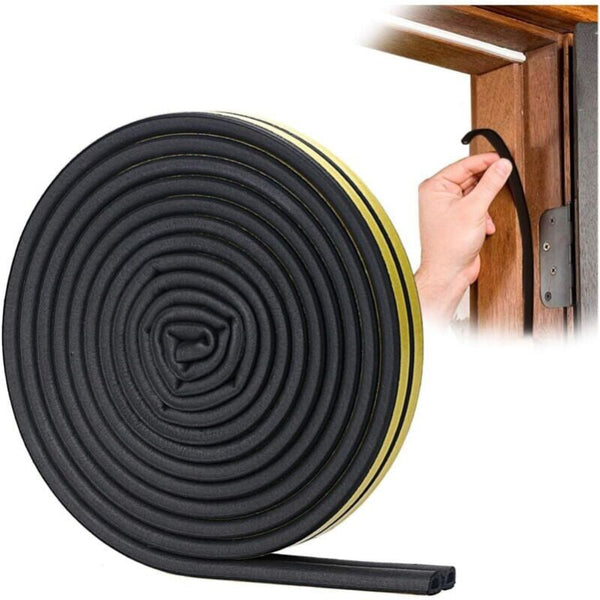 Black 6 Meter D Profile Weather Strip Door And Window Seal With Strong Adhesion Soundproof Weatherproof Other Window Accessories