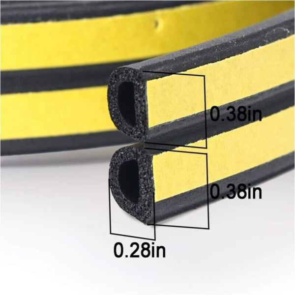 Black 6 Meter D Profile Weather Strip Door And Window Seal With Strong Adhesion Soundproof Weatherproof Other Window Accessories