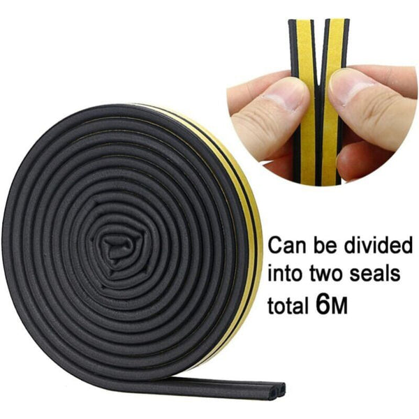 Black 6 Meter D Profile Weather Strip Door And Window Seal With Strong Adhesion Soundproof Weatherproof Other Window Accessories
