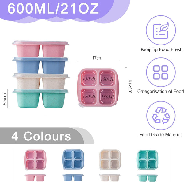 Snack Boxes With Compartments For Kids And Adults 4 Bento Lunch Pack Lunchboxes