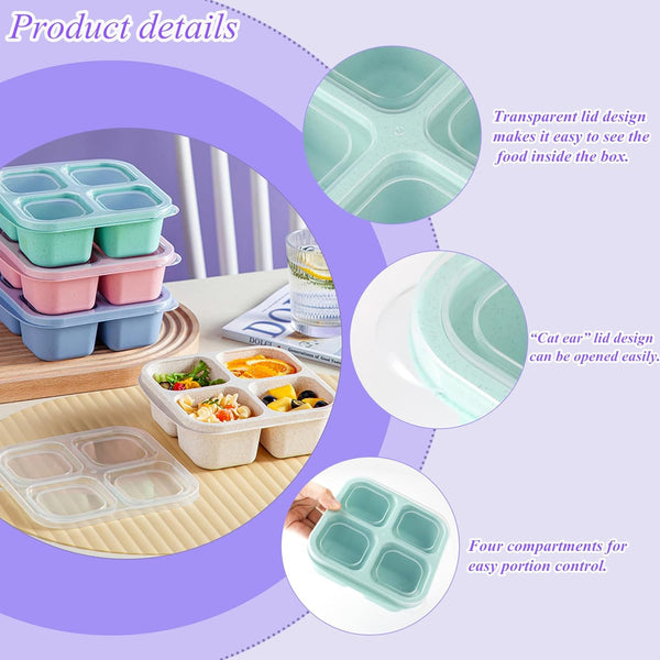 Snack Boxes With Compartments For Kids And Adults 4 Bento Lunch Pack Lunchboxes