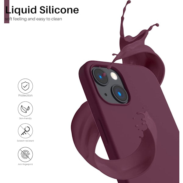 Iphone 13 Case Liquid Silicone Ultra Thin Full Coverage Shockproof Protective Soft For 6.1 Inch Red Wine Cases Covers & Skins